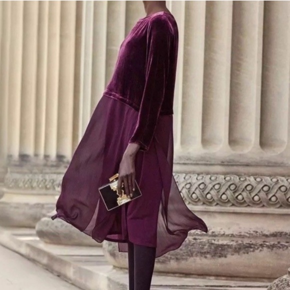 Eileen Fisher Ballet Neck Duster Shift Dress Velvet Silk Duster - No slip - Picture 2 of 7